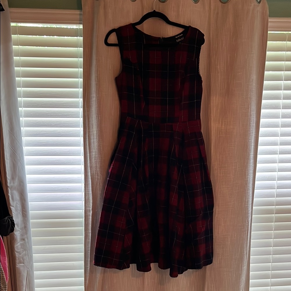 ModCloth x Collectif Red and Blue Checkered Dress